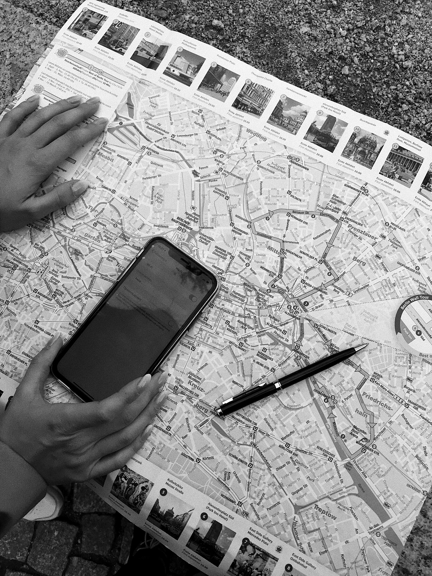 Smartphone and Pen on Map